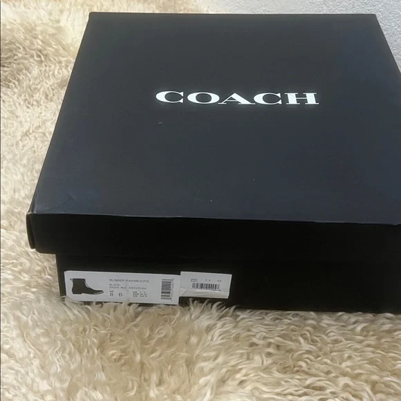 Coach Rivington Rain Boots. Size 8 Black Red. Logo - Picture 7 of 15